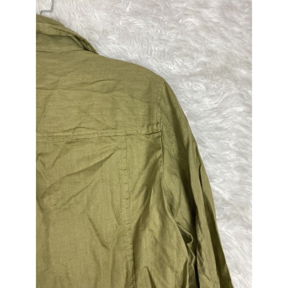 AJ Adrea Jovine Women's Green Linen Snapped Button Zip Up Jacket Size S NWT - Picture 8 of 11